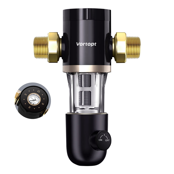 Q60 Sediment Filter for Well Water, Whole House Water Filter for Well Water, 40μm Reusable & Flushable Prefilter, Vortopt - Vortopt