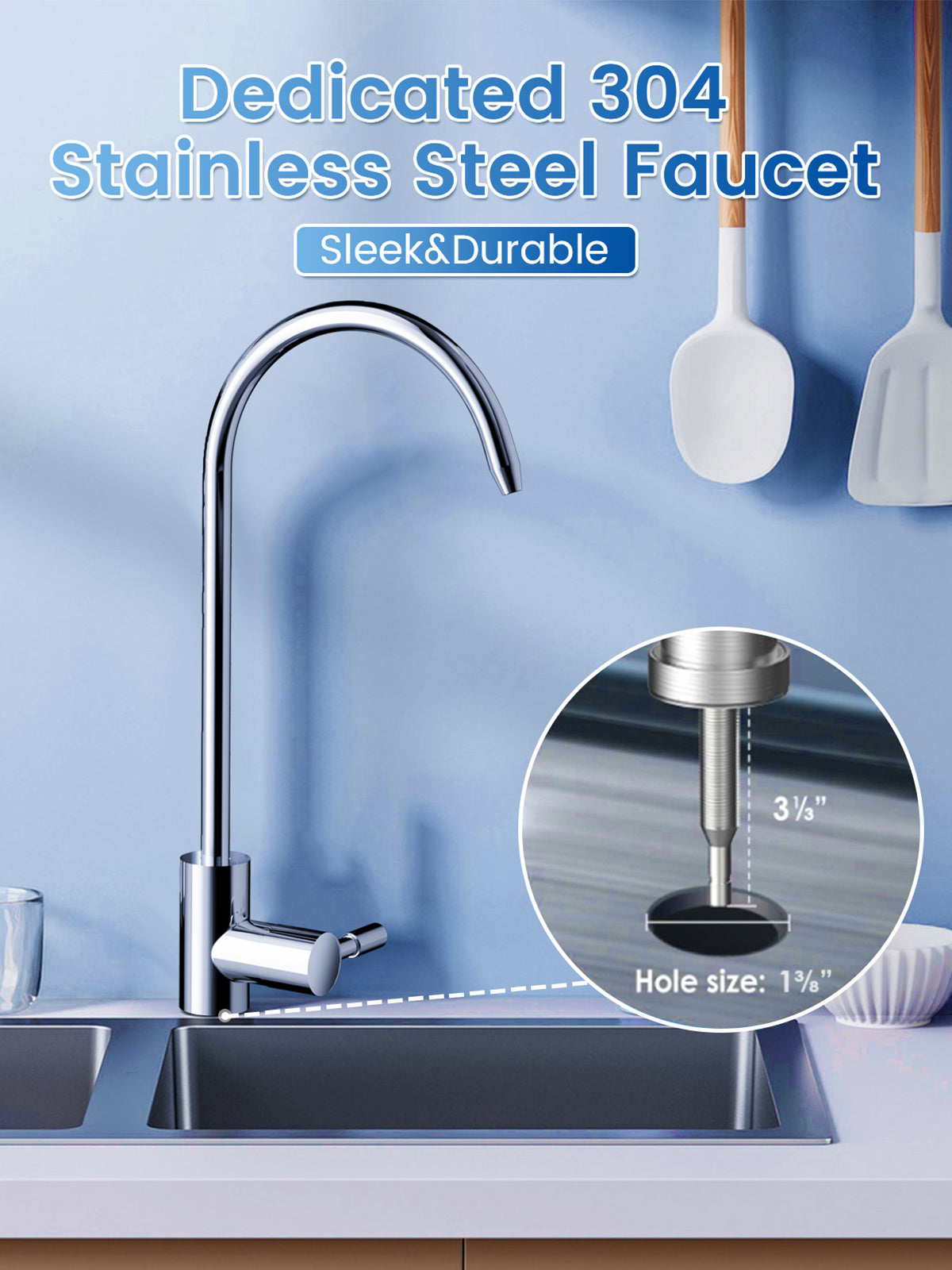 Under Sink Water Filter System - 19K Gallons Reduces Lead, Chlorine, 304 Stainless Steel Faucet, Q8-C1 (2 Filters) - Vortopt