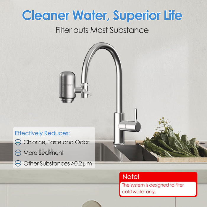 T2 NSF Certified Faucet Water Filter for Sink - Mount Tap Water Filtration System for Kitchen,Tub,Reduces Odor, Chlorine and Bad Taste(1 Filter Included),Vortopt - Vortopt