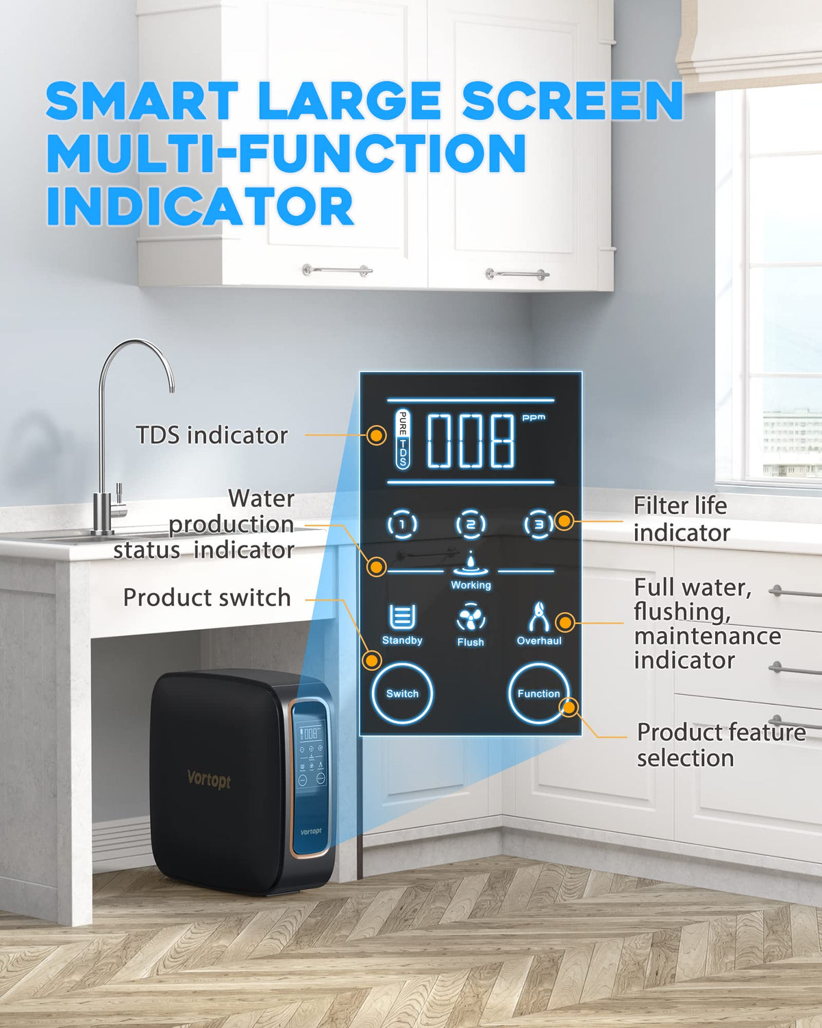 DR1-600GPD Tankless Reverse Osmosis System, Vortopt - Vortopt