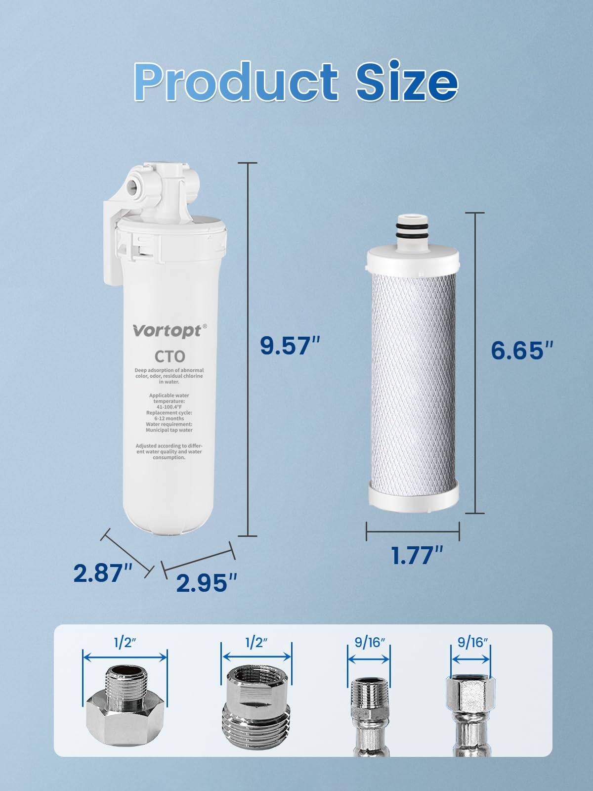 Q9-C1, 19000 Gallons Under Sink Water Filtration System Reduces Lead, Chlorine, Bad Taste & Odor,Vortopt - Vortopt