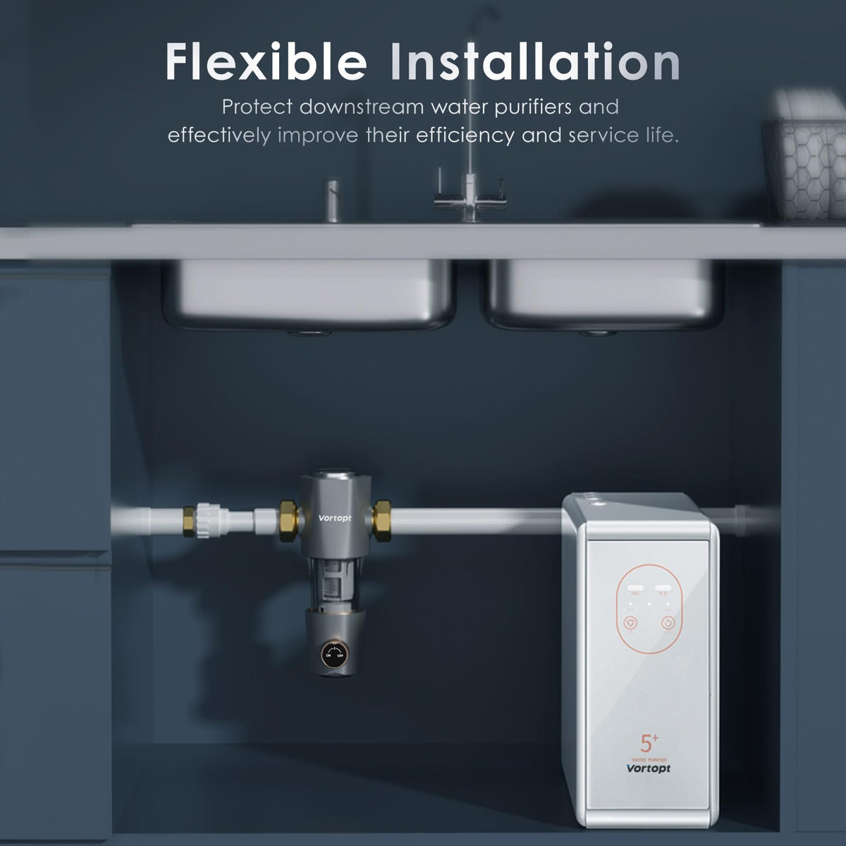 Q50 Sediment Filter for Well Water ,Automatic Backwash System, Spin Down Sediment Filter, Vortopt - Vortopt