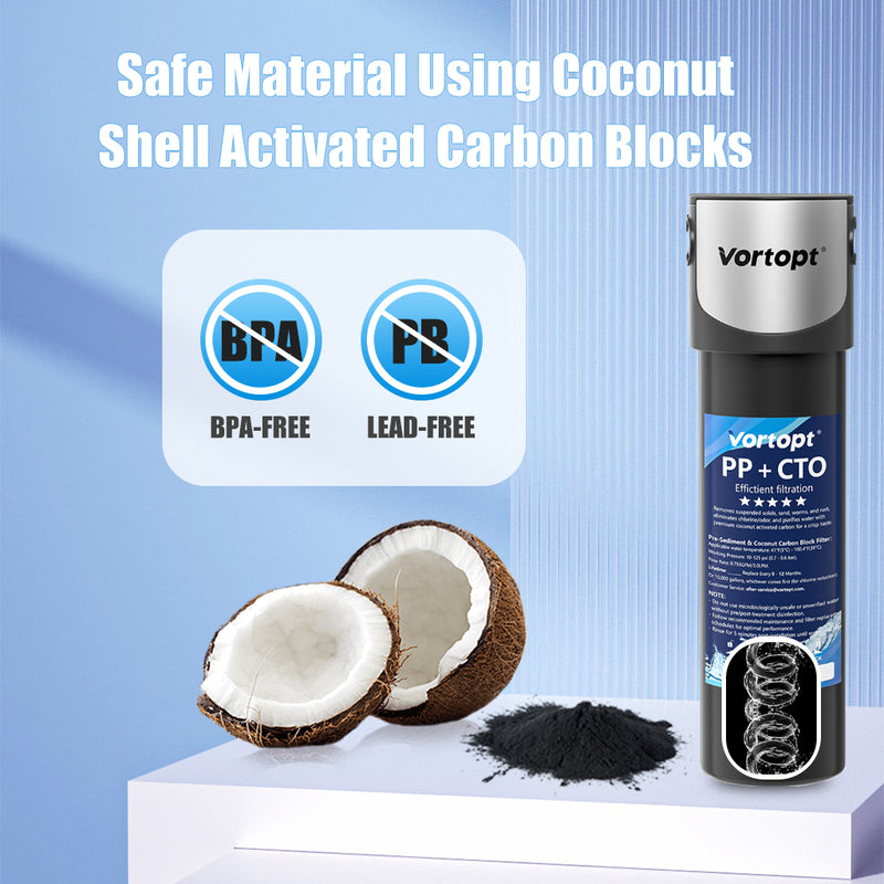 Under Sink Water Filter System,10000 Gallon &14" H Saves Space,Flow Under Counter Water Filter Direct Connect to Kitchen Faucet,Reduces Chlorine,Lead, Bad Taste & Odor (Black-Q1-10000 GAL)