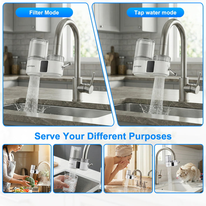 Vortopt Water Filter for Sink Faucet,NSF/ANSI 42 Certified Faucet Water Filter,with Display & 400 Gallon Capacity.
