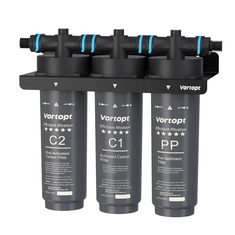 Under Sink Water Filter System,NSF Certificated,3-Stage Filtration,Water Purifier for Kitchen,Reduces PFAS,PFOA/PFOS,Fluoride,Chlorine,Bad Taste & Odo,Drinking Water Filter, Black,F02 3 Filters.