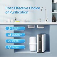 Vortopt Reverse Osmosis Water Filtration System 400 GPD Fast Flow, TDS Reduction, USA Tech Superb Taste, RO Water Filter System Under Sink with facuet, 1.5：1 Pure to Drain, QR06
