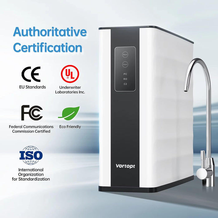 Vortopt Reverse Osmosis Water Filtration System 400 GPD Fast Flow, TDS Reduction, USA Tech Superb Taste, RO Water Filter System Under Sink with facuet, 1.5：1 Pure to Drain, QR06