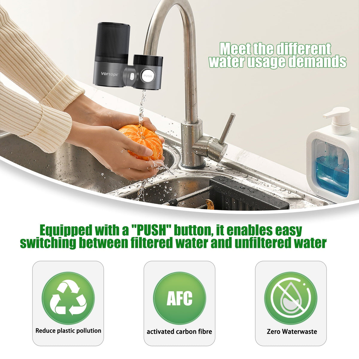 Advanced Sink Faucet Filter, 360 ° Rotary Faucet Water Purifier, NSF Certified Level 5 Filtration, Compatible with 99% of Faucets(Black-T6-CTO/T6-UF)