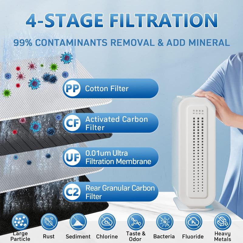 DF-1 Ultra Filtration Under Sink Water Filter System - 0.01μm, 4-Stage High Capacity, 2000GPD, Vortopt