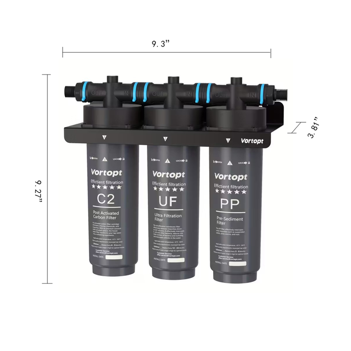 Vortopt Brand, F02-UF Ultrafiltration Water Purifier, 5-layer Bottom Mounted Water Filtration System, Bottom Mounted Water Filtration System, Reduces PFAS, PFOA/PFOS, Fluoride, Chlorine Gas, Unpleasant Taste And Odor, Water Purification System